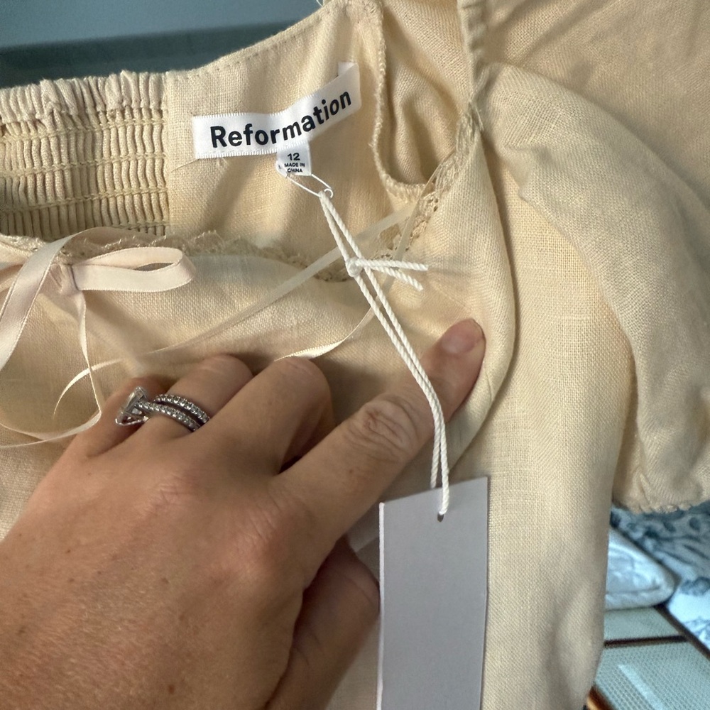 Reformation malvina linen mini dress NWT 12 - Picture 5 of 6